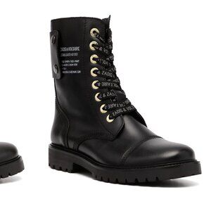 Zadig & Voltaire Joe side print moto combat boot size EU 38 / US 7 NWT